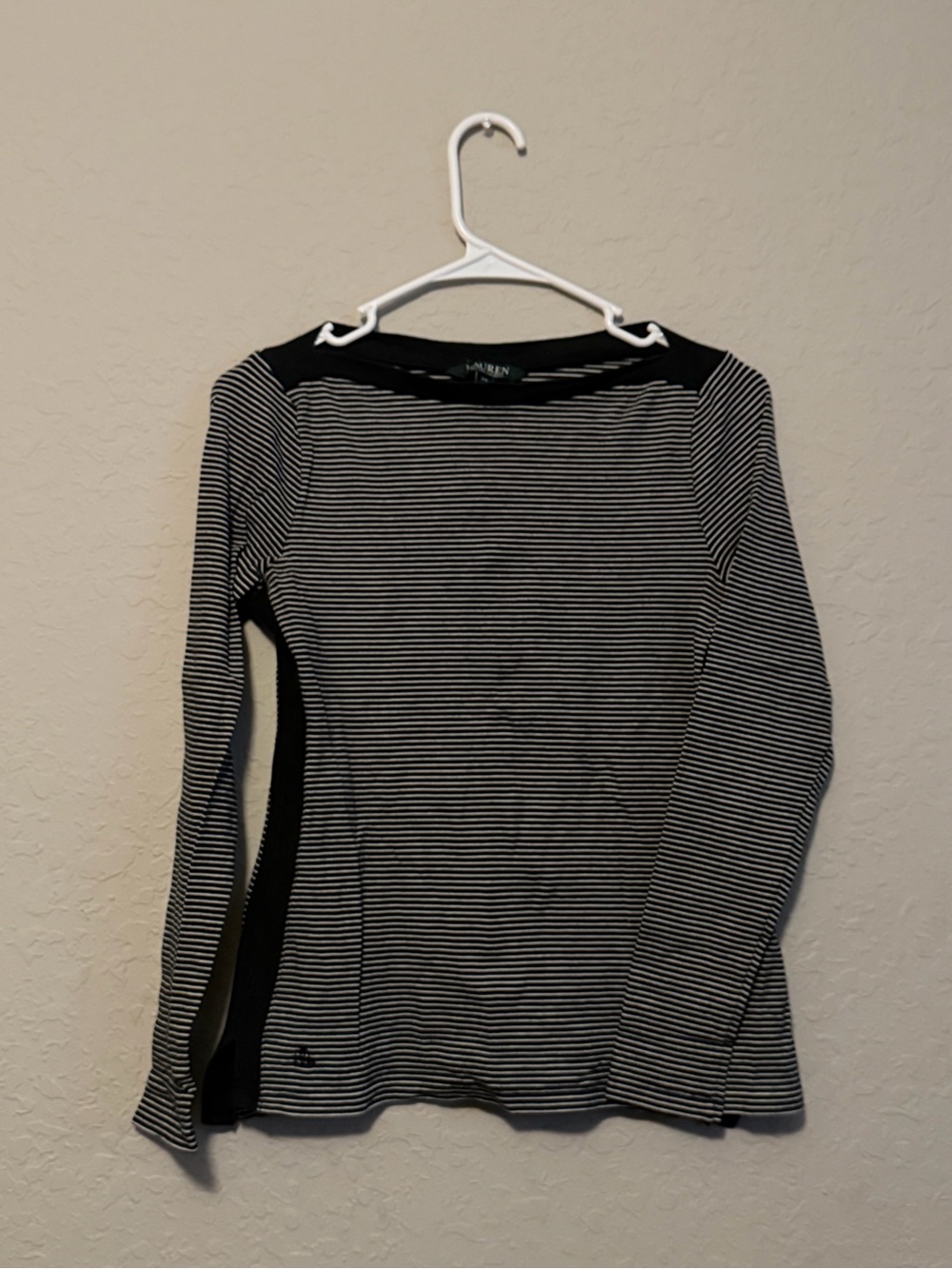 Lauren Ralph Lauren Black and White Striped Long-Sleeve Tee